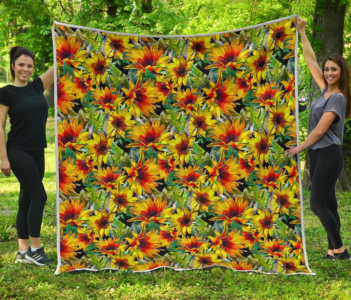 Autumn Sunflower Pattern Print Quilt