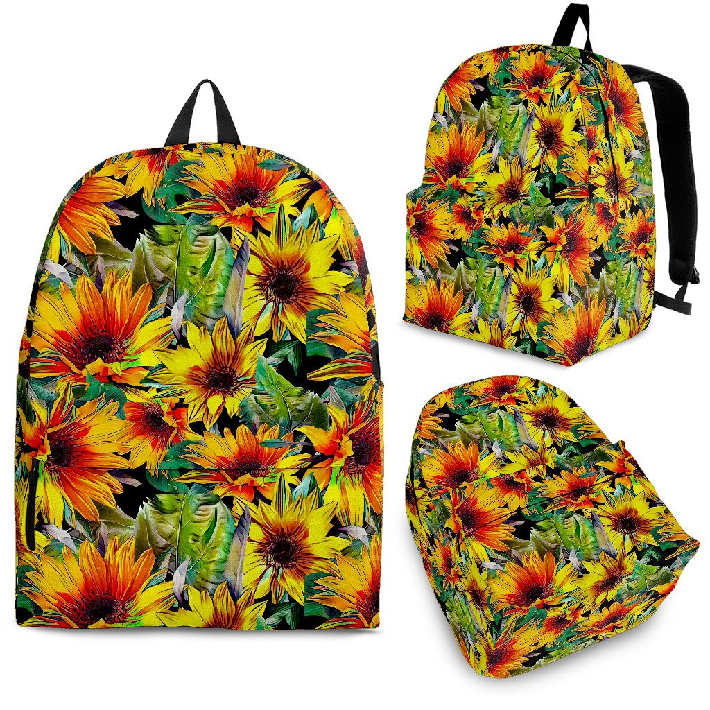 Autumn Sunflower Pattern Print School Backpack