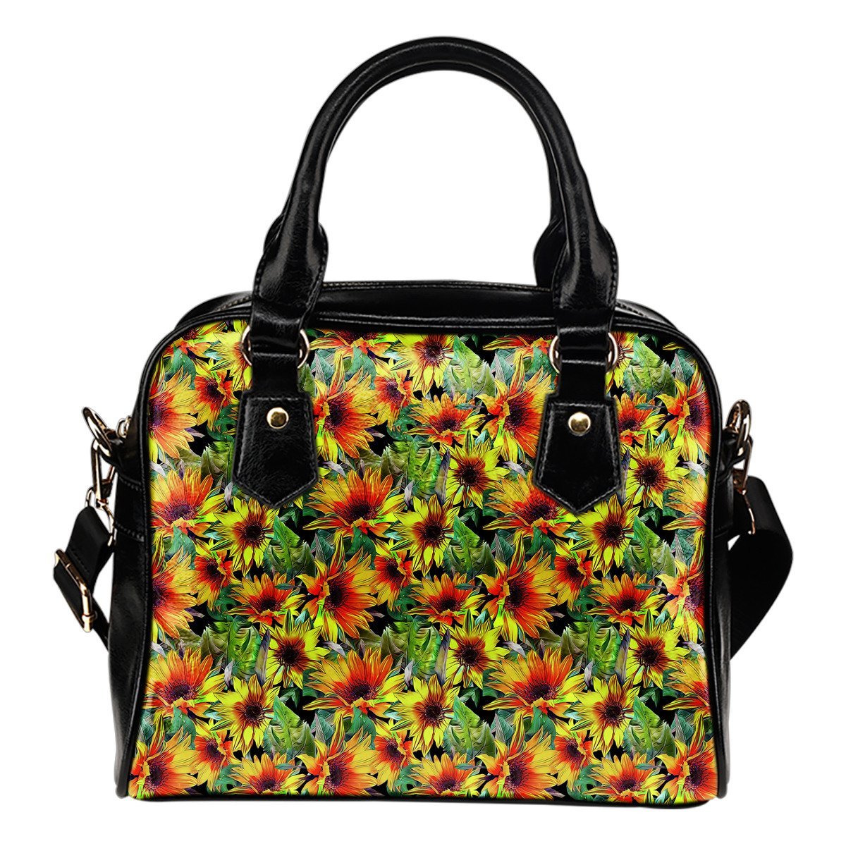 Autumn Sunflower Pattern Print Shoulder Handbag