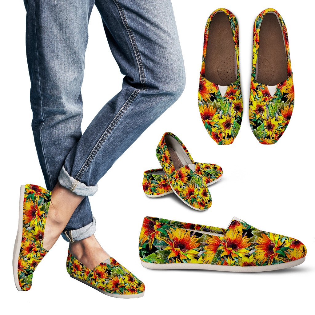 Autumn Sunflower Pattern Print Women's Casual Canvas Shoes