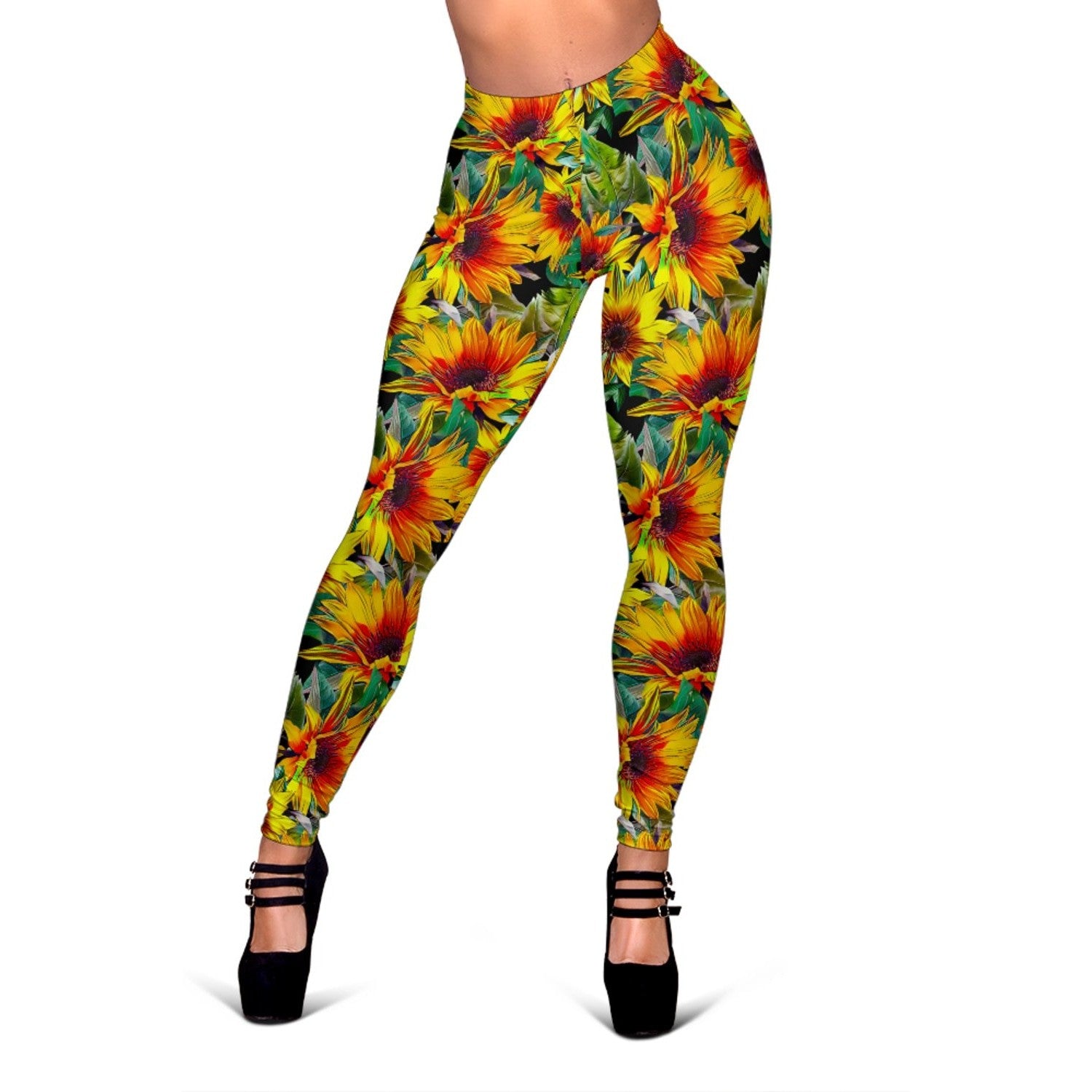 Autumn Sunflower Pattern Print Women's Leggings