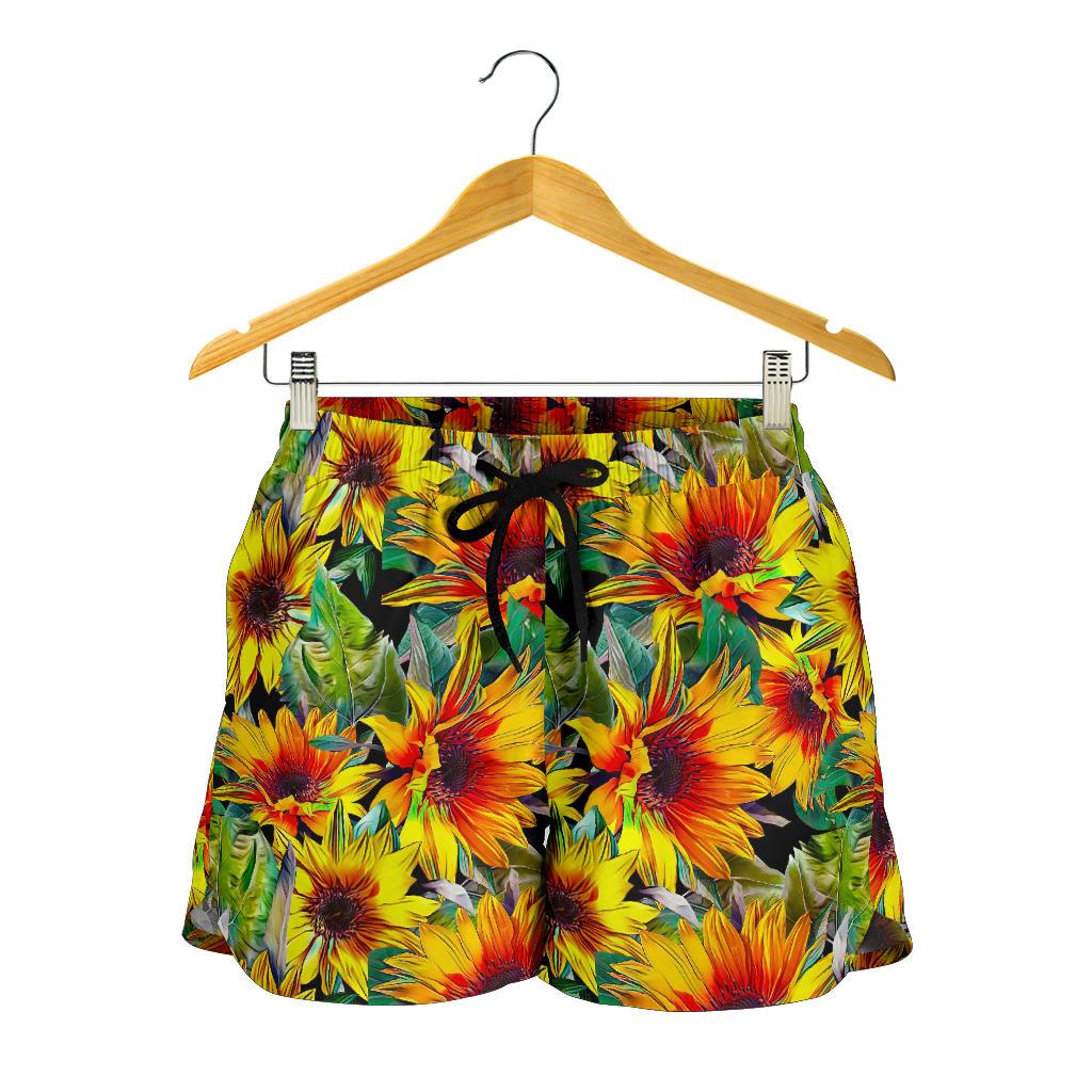 Autumn Sunflower Pattern Print Women's Shorts