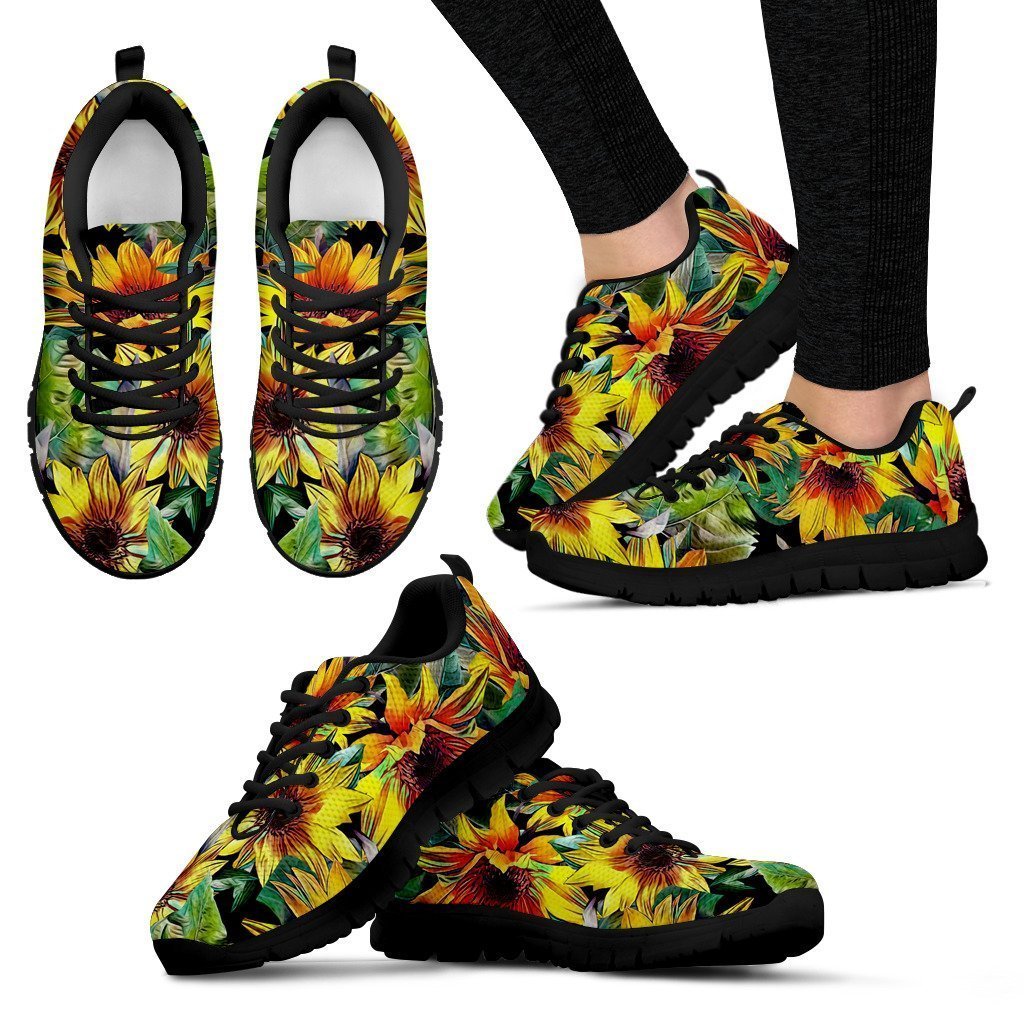 Autumn Sunflower Pattern Print Women's Sneakers