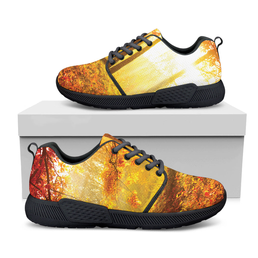 Autumn Trees Print Black Athletic Shoes