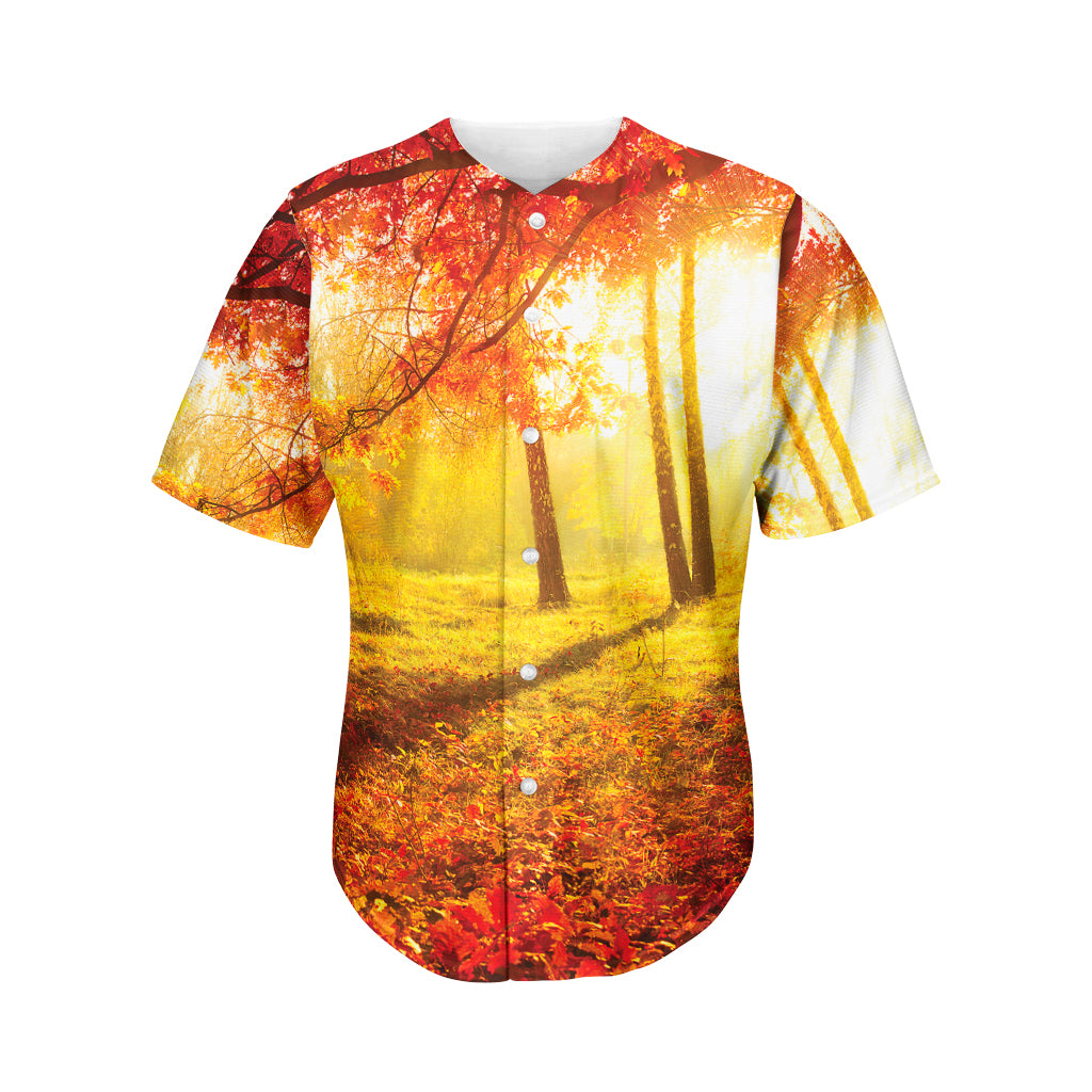 Autumn Trees Print Men's Baseball Jersey