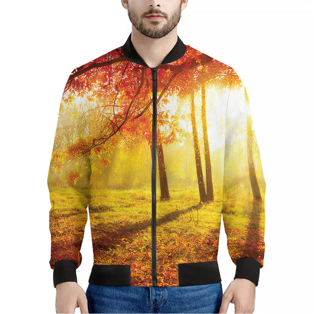 Autumn Trees Print Men's Bomber Jacket