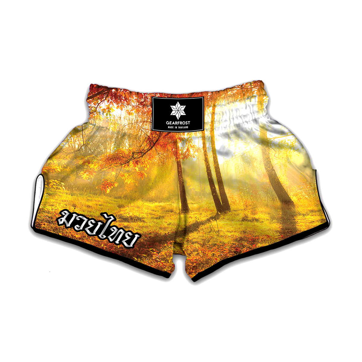 Autumn Trees Print Muay Thai Boxing Shorts