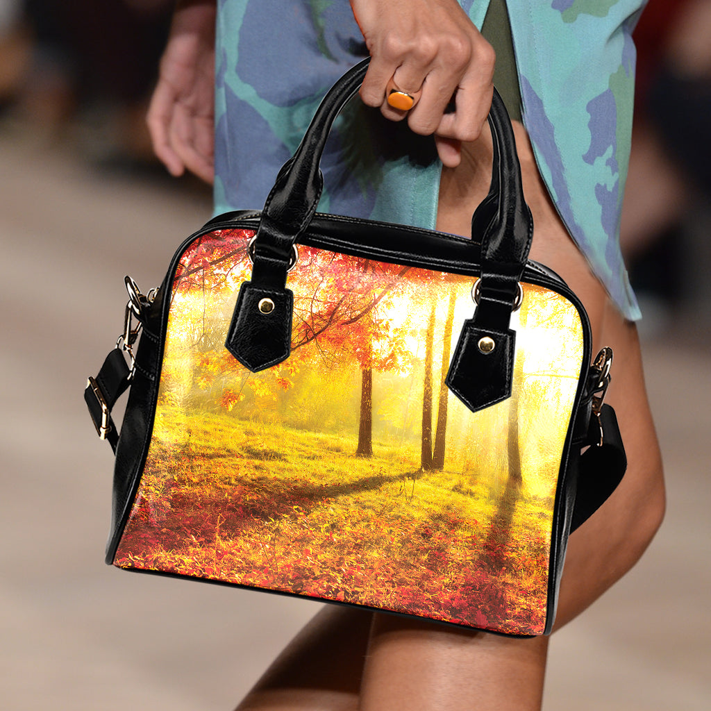 Autumn Trees Print Shoulder Handbag