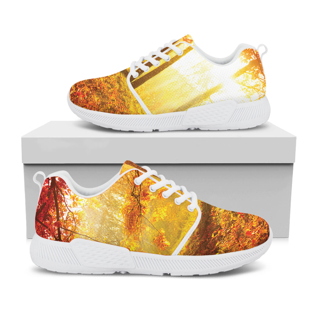 Autumn Trees Print White Athletic Shoes