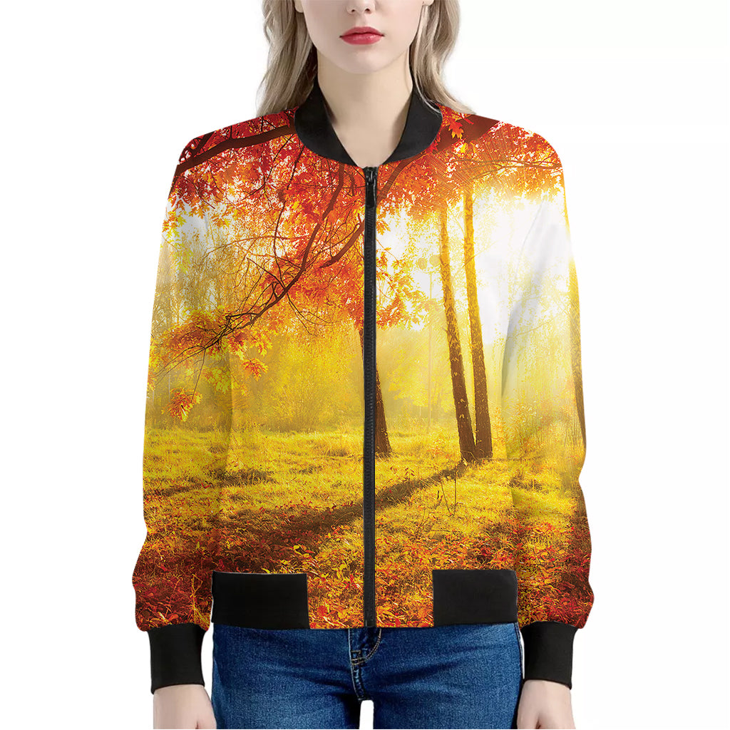 Autumn Trees Print Women's Bomber Jacket