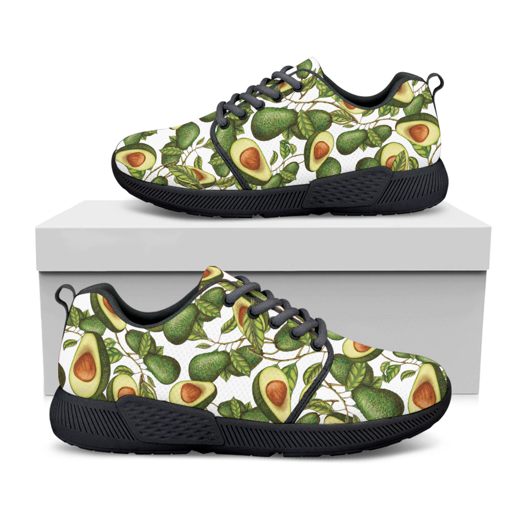 Avocado Cut In Half Drawing Print Black Athletic Shoes