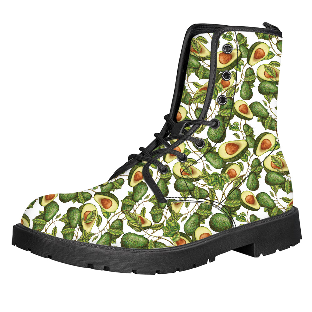 Avocado Cut In Half Drawing Print Leather Boots