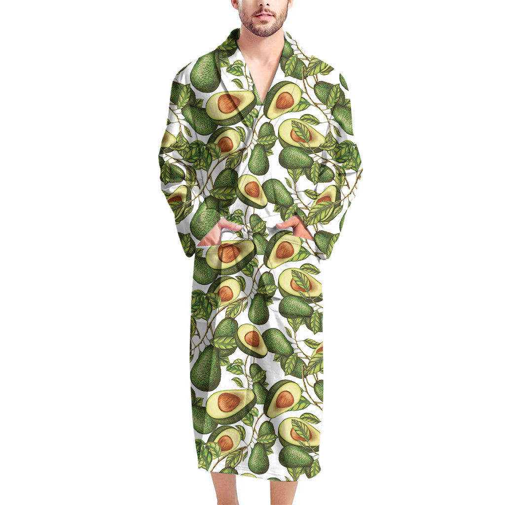 Avocado Cut In Half Drawing Print Men's Bathrobe