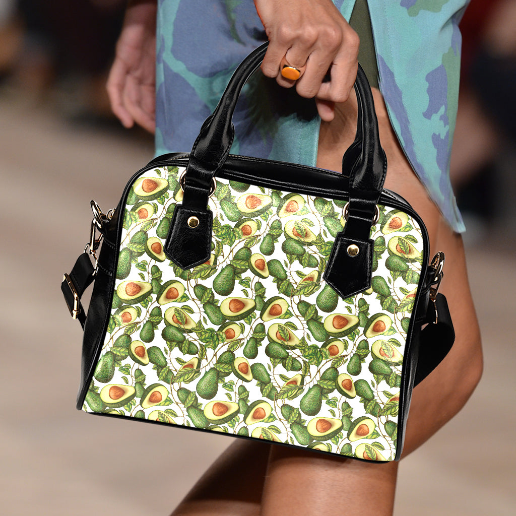 Avocado Cut In Half Drawing Print Shoulder Handbag