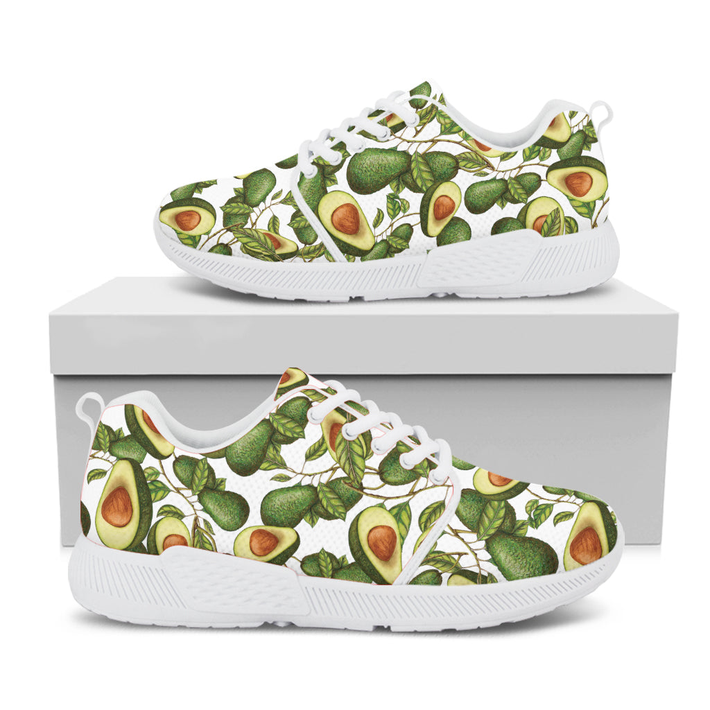 Avocado Cut In Half Drawing Print White Athletic Shoes