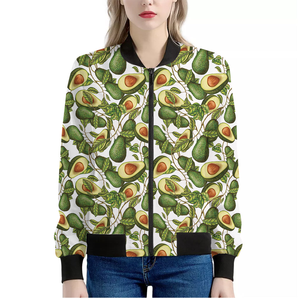 Avocado Cut In Half Drawing Print Women's Bomber Jacket