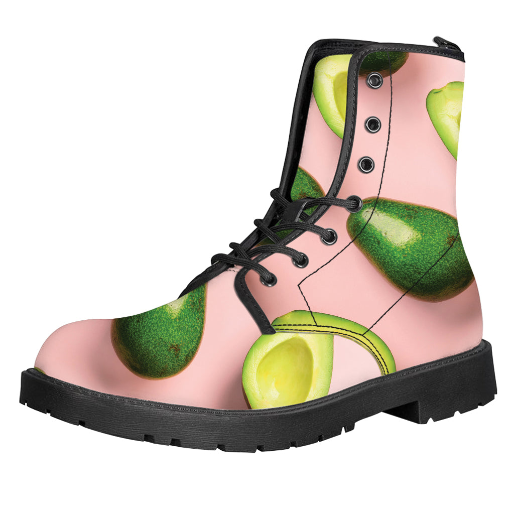 Avocado Cut In Half Pattern Print Leather Boots