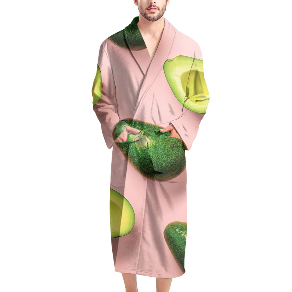 Avocado Cut In Half Pattern Print Men's Bathrobe