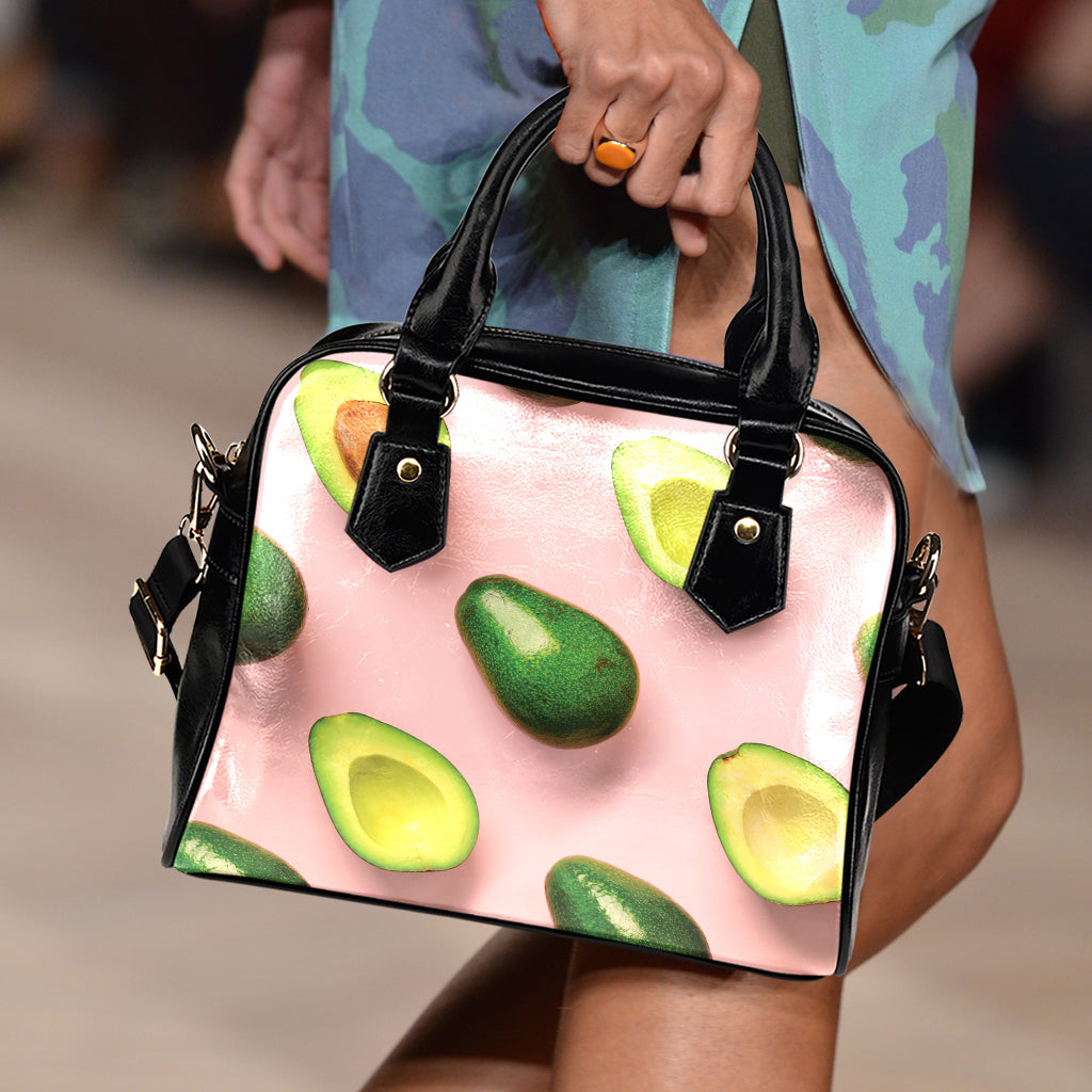 Avocado Cut In Half Pattern Print Shoulder Handbag