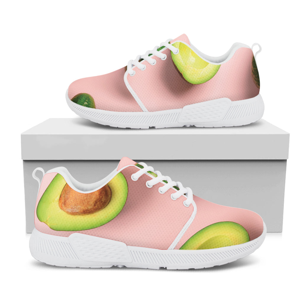 Avocado Cut In Half Pattern Print White Athletic Shoes