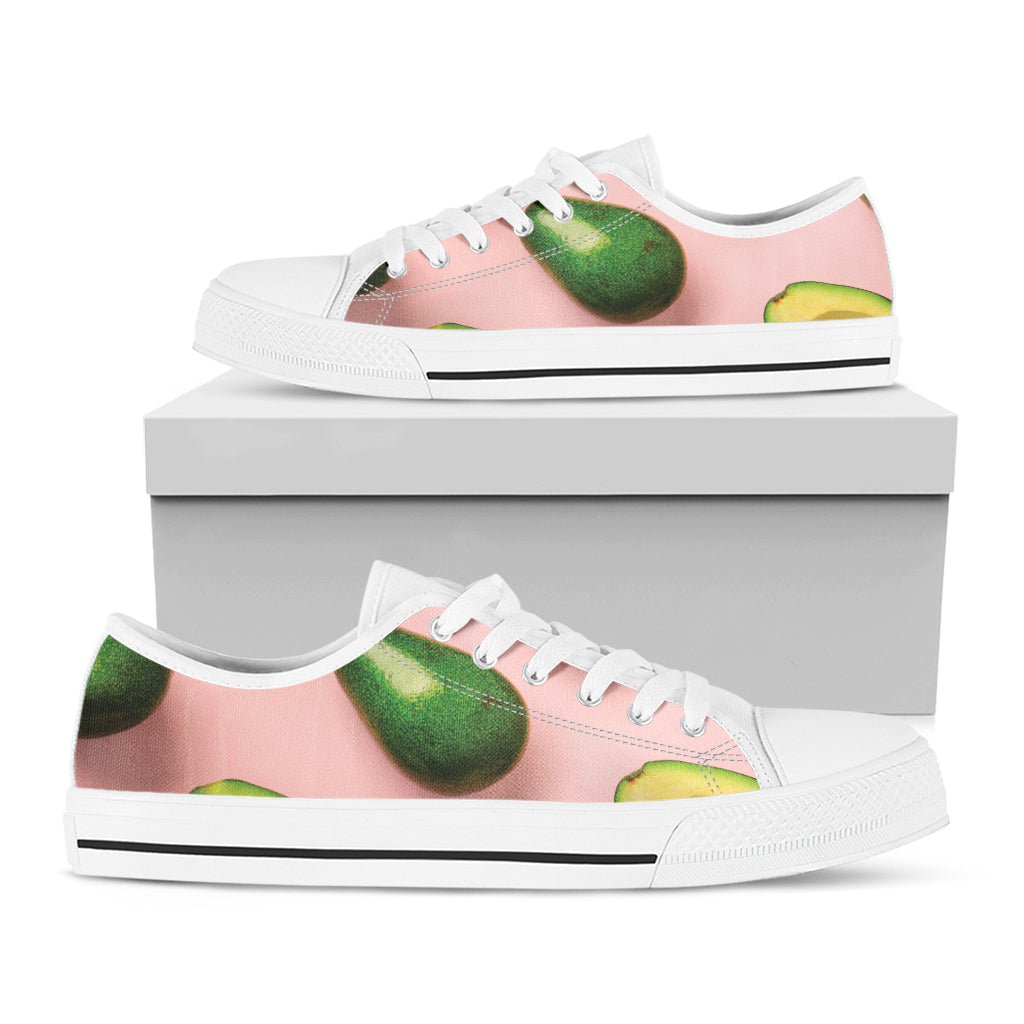 Avocado Cut In Half Pattern Print White Low Top Shoes