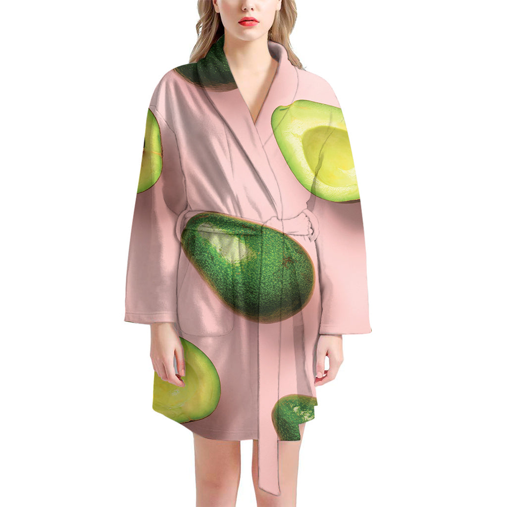 Avocado Cut In Half Pattern Print Women's Bathrobe