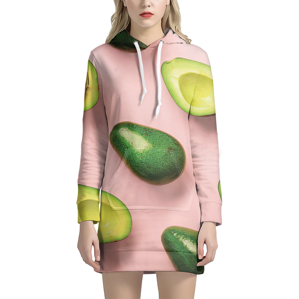 Avocado Cut In Half Pattern Print Women's Pullover Hoodie Dress