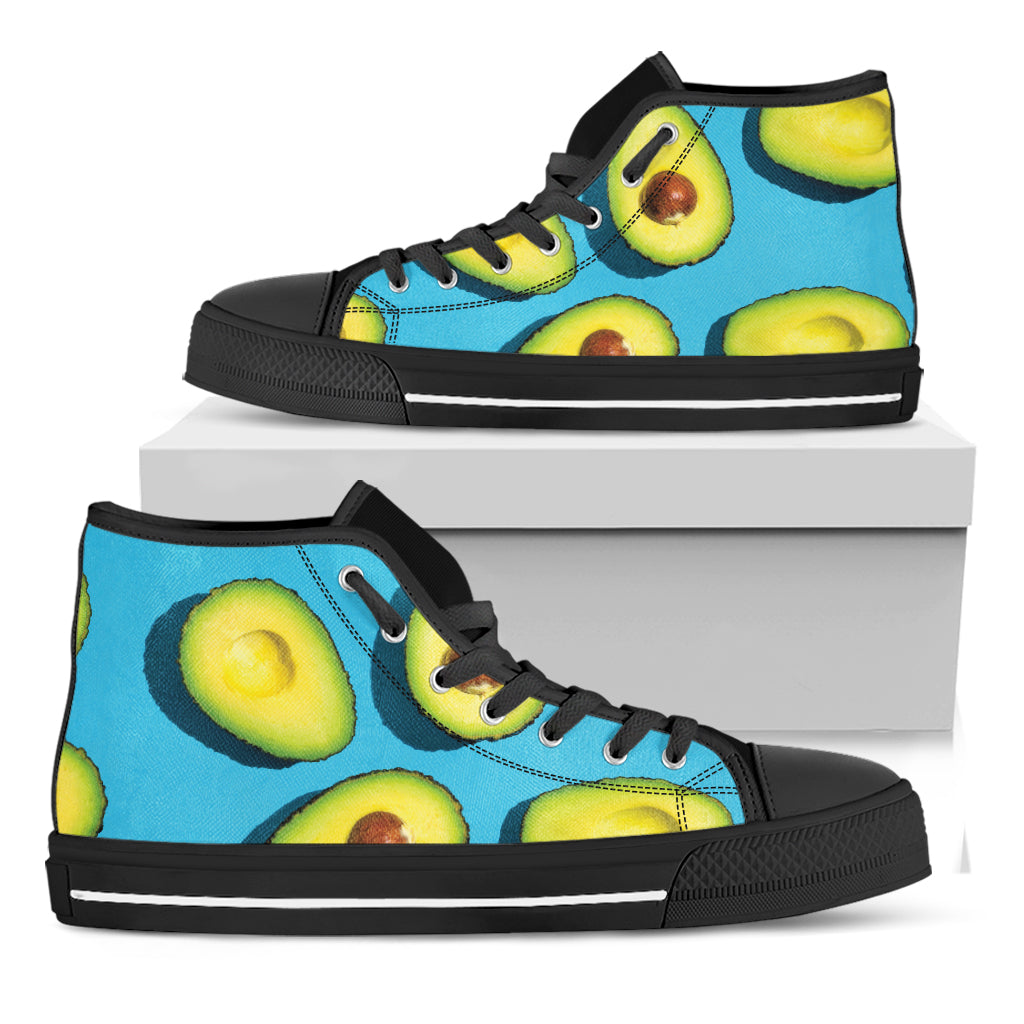 Avocado Cut In Half Print Black High Top Shoes