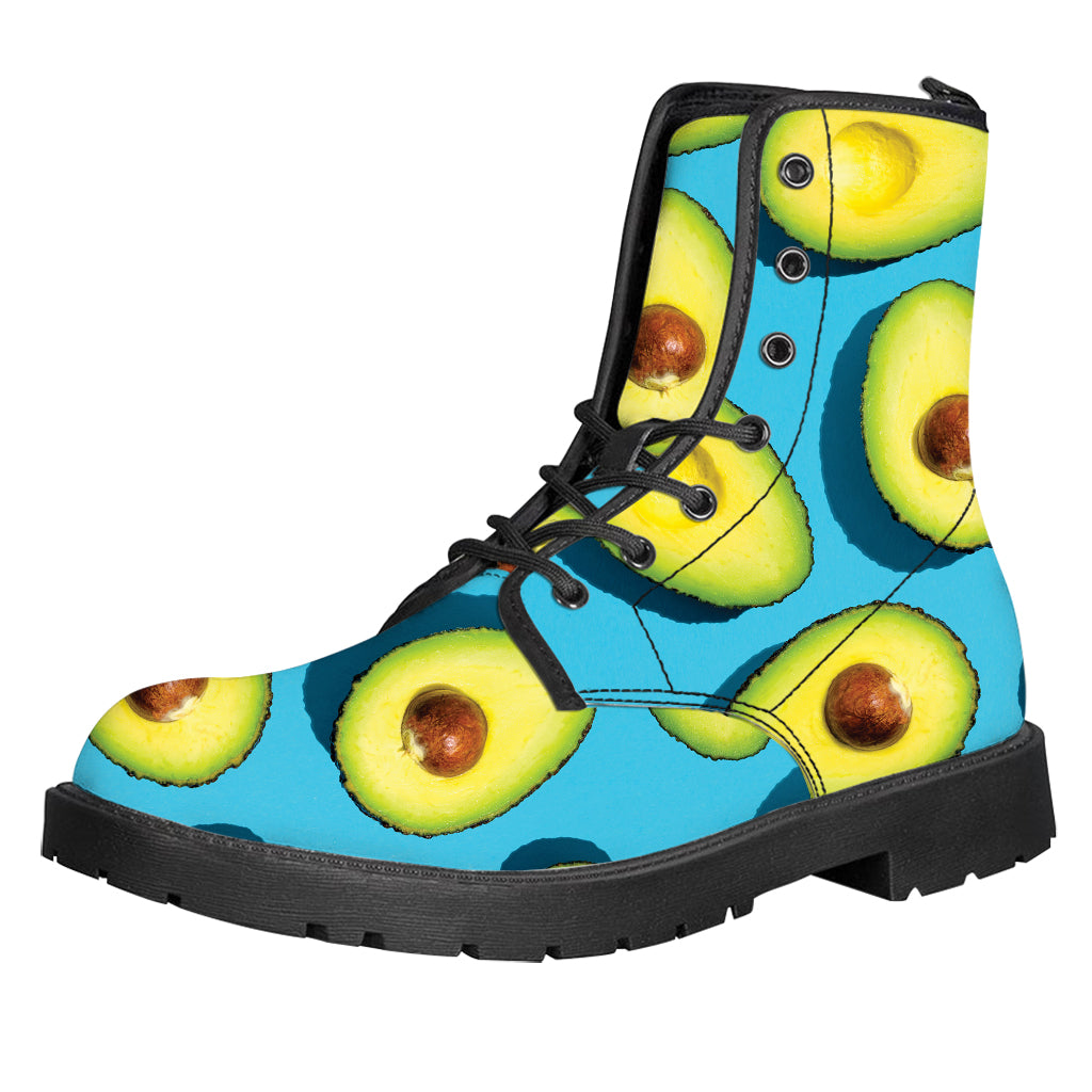 Avocado Cut In Half Print Leather Boots