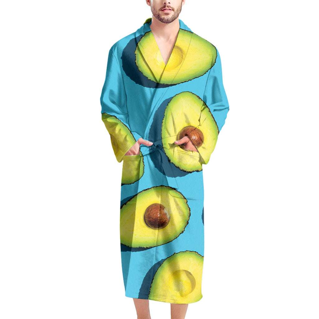 Avocado Cut In Half Print Men's Bathrobe