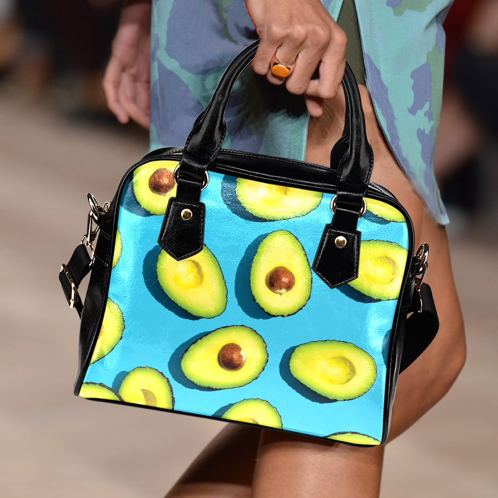 Avocado Cut In Half Print Shoulder Handbag