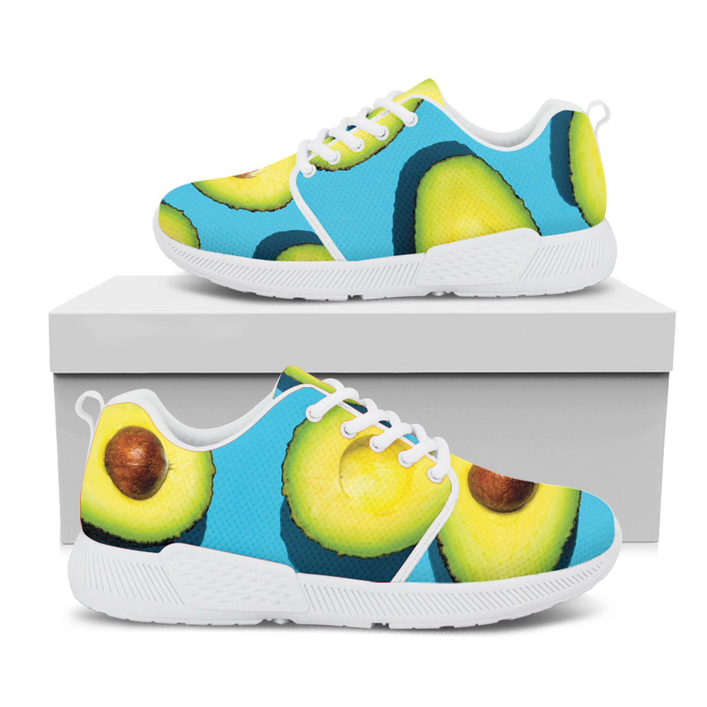 Avocado Cut In Half Print White Athletic Shoes