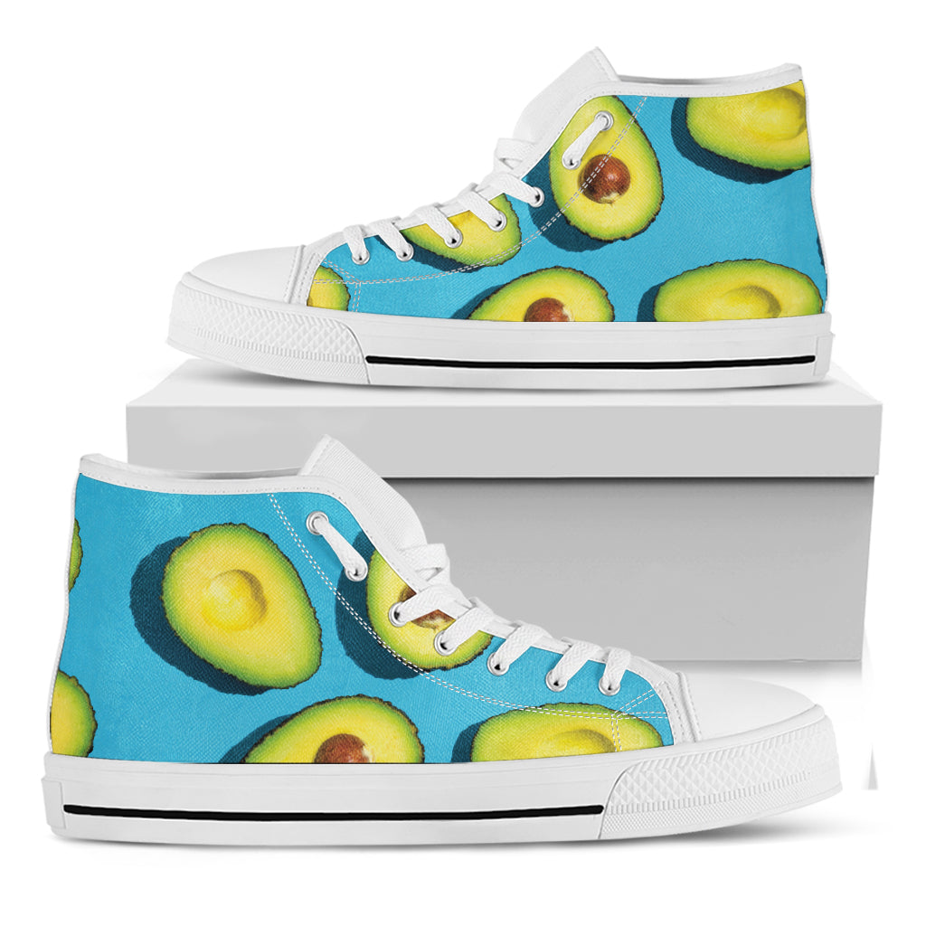 Avocado Cut In Half Print White High Top Shoes