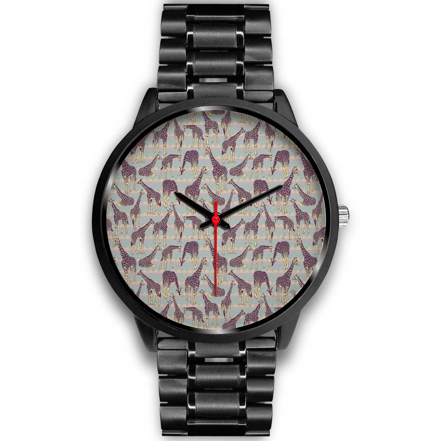 Aztec Giraffe Pattern Print Black Watch