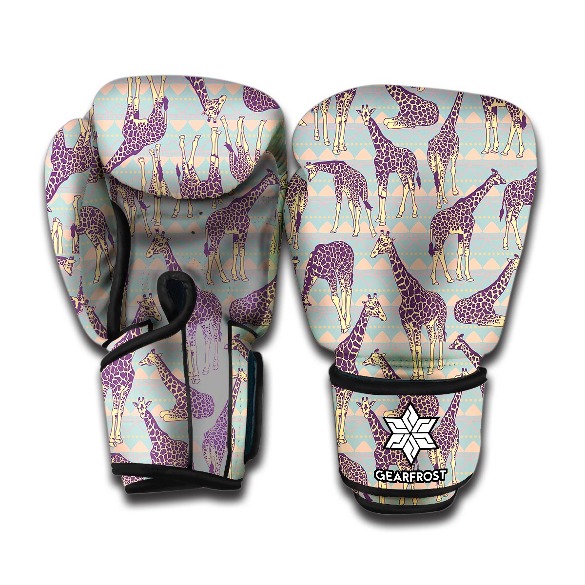 Aztec Giraffe Pattern Print Boxing Gloves