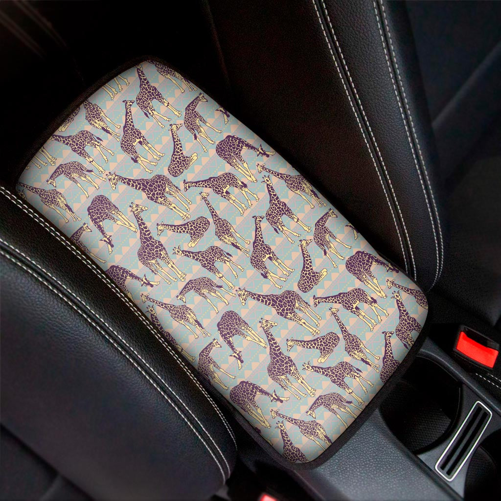 Aztec Giraffe Pattern Print Car Center Console Cover