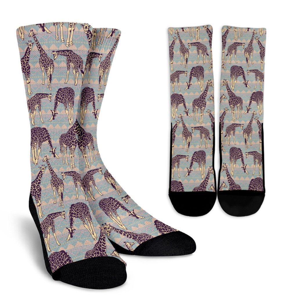 Aztec Giraffe Pattern Print Crew Socks