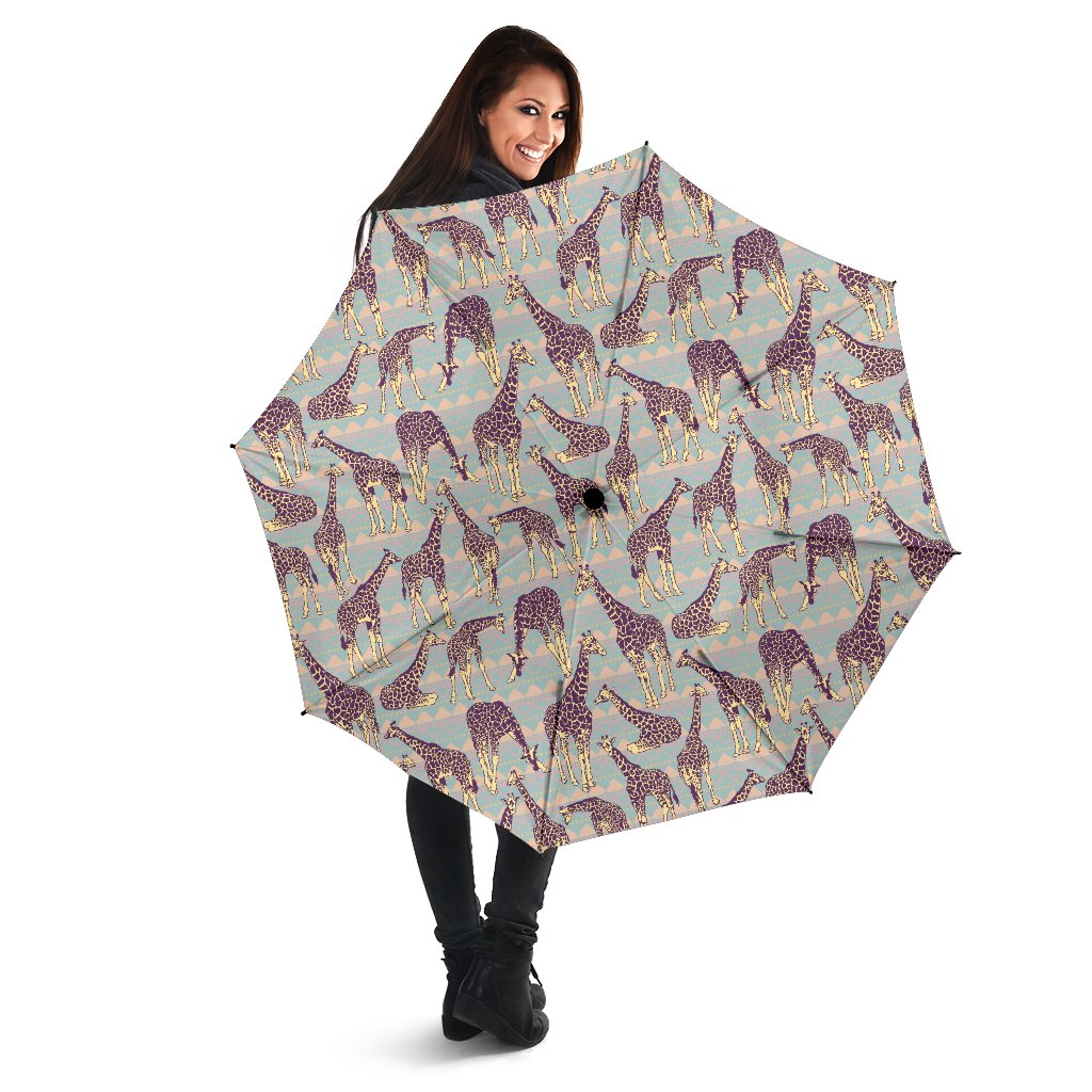 Aztec Giraffe Pattern Print Foldable Umbrella