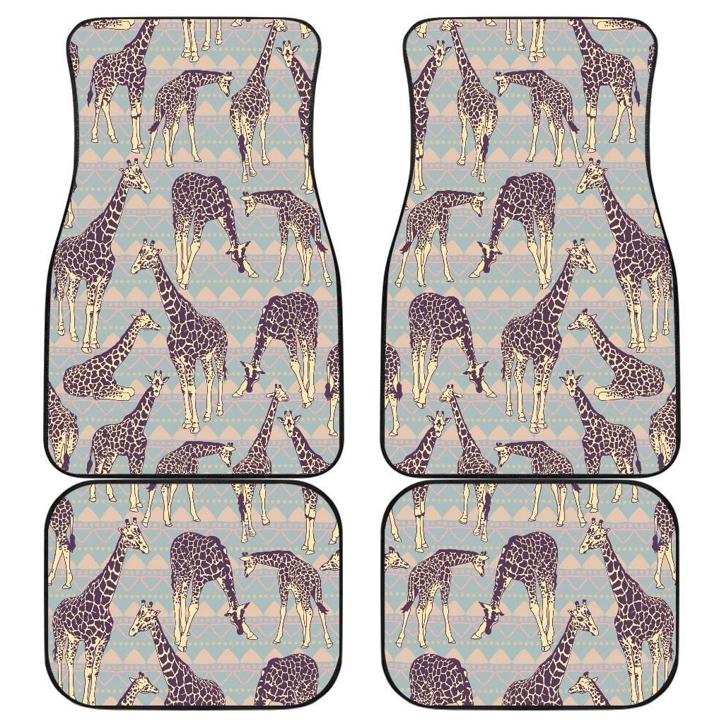 Aztec Giraffe Pattern Print Front and Back Car Floor Mats