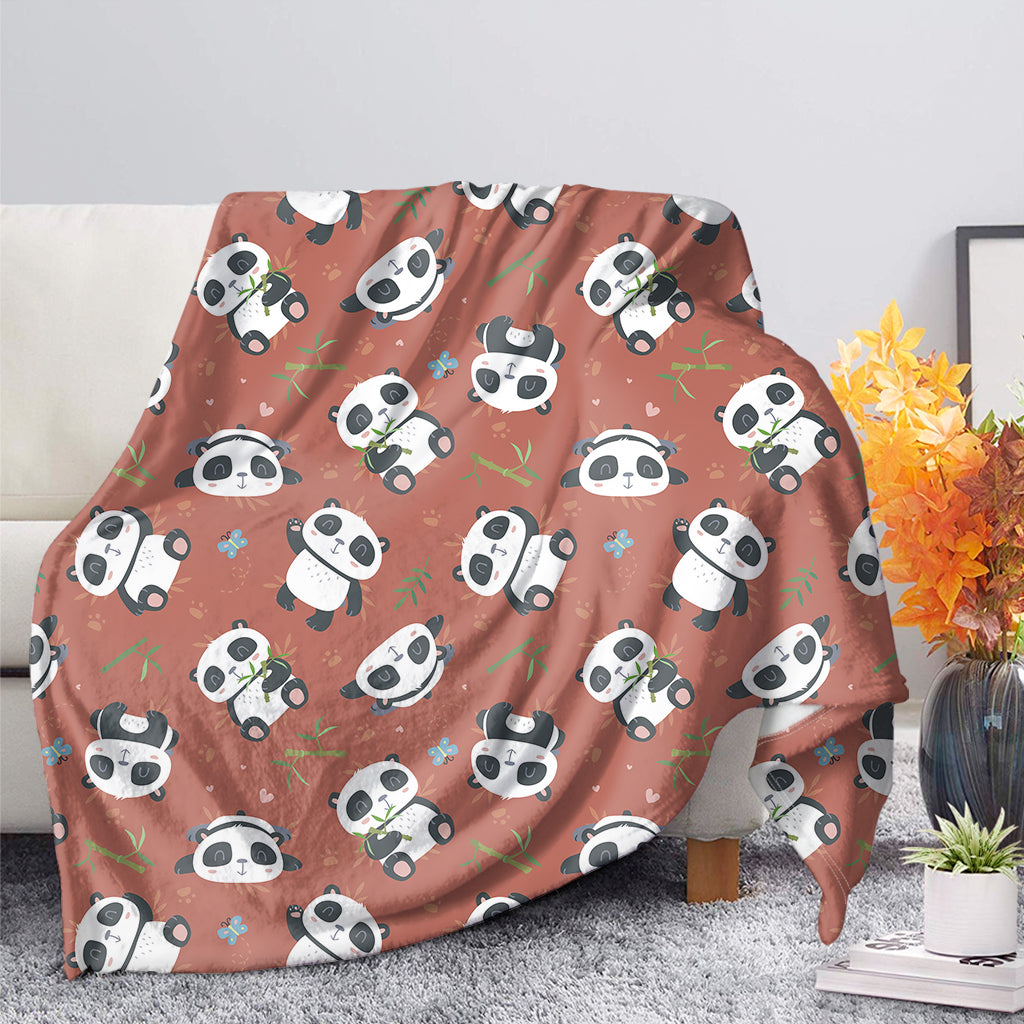 Baby Panda And Bamboo Pattern Print Blanket