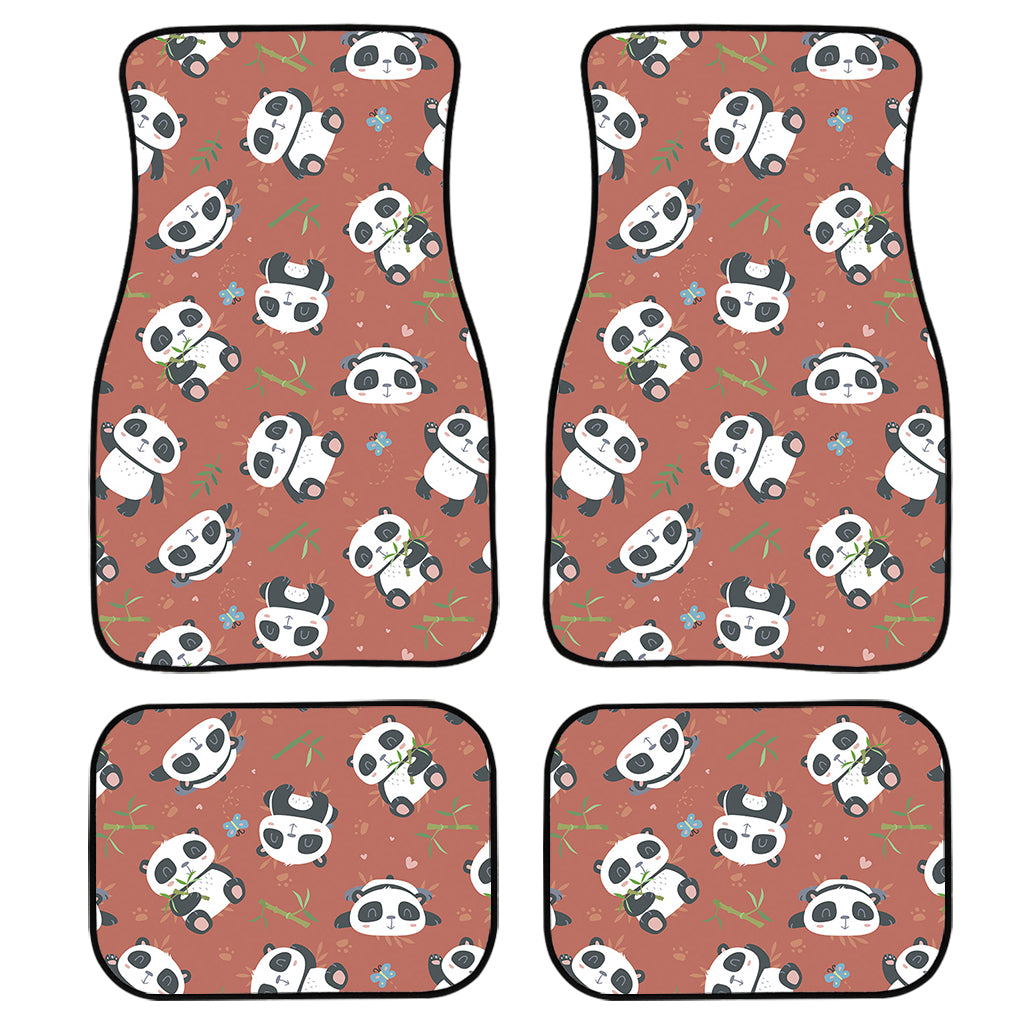 Baby Panda And Bamboo Pattern Print Front and Back Car Floor Mats