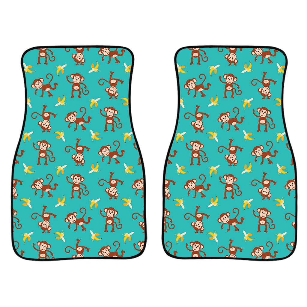 Banana And Monkey Pattern Print Front Car Floor Mats