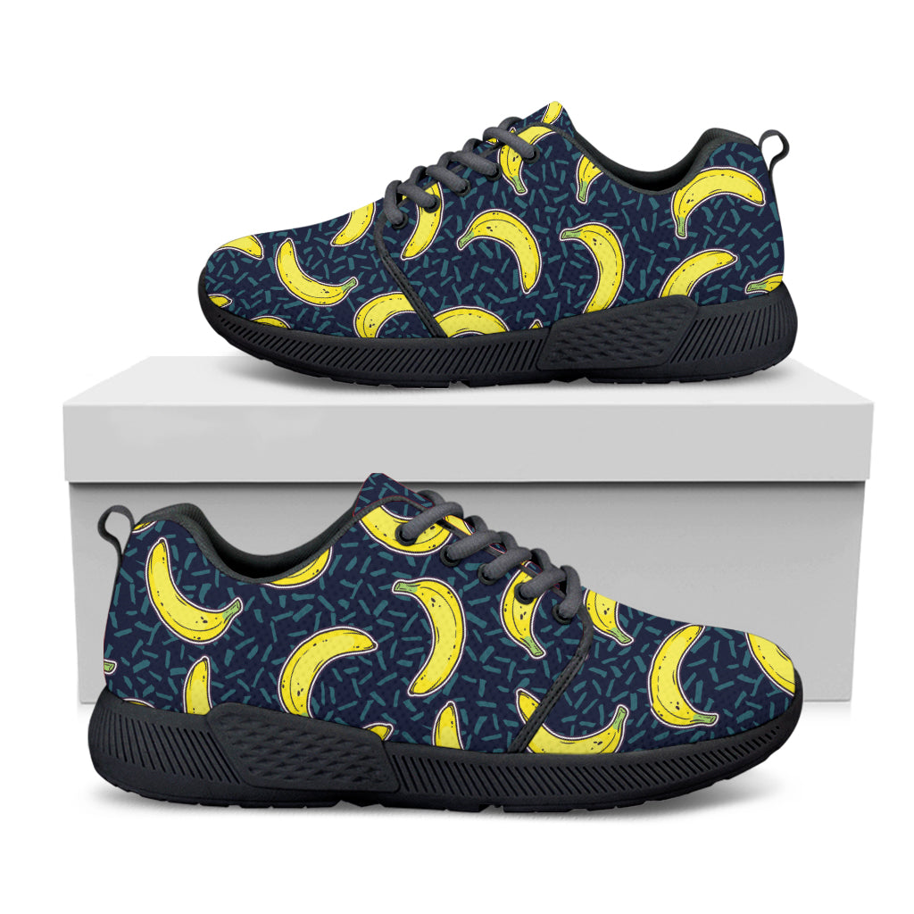 Banana Fruit Pattern Print Black Athletic Shoes