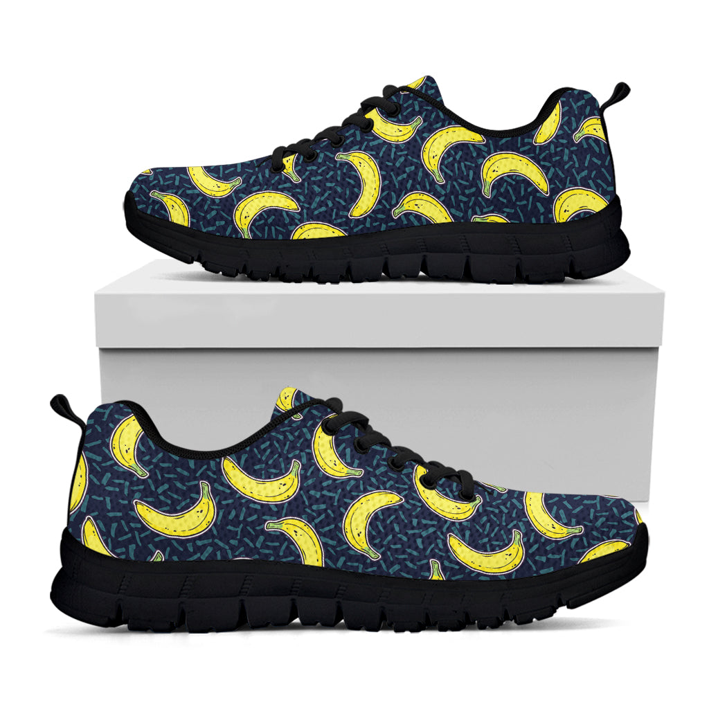 Banana Fruit Pattern Print Black Sneakers