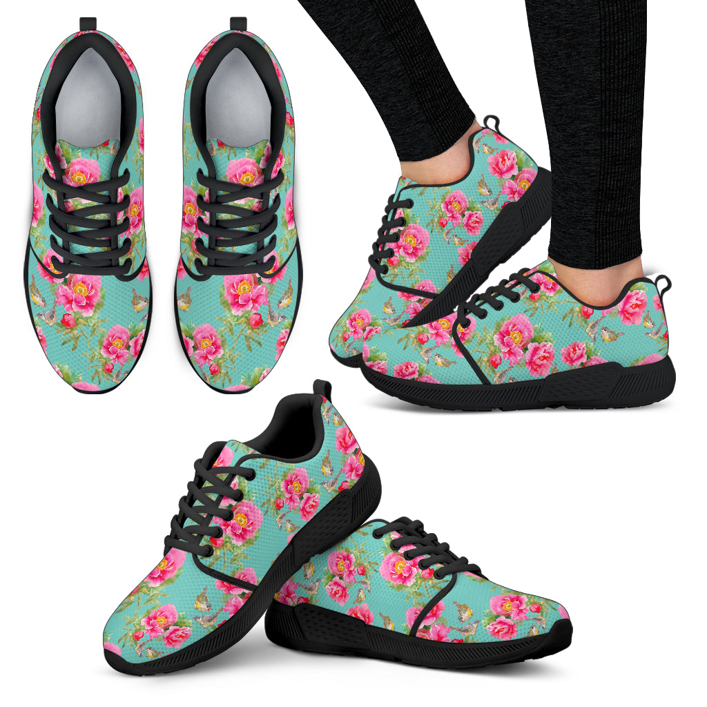 Bird Pink Floral Flower Pattern Print Women's Athletic Shoes
