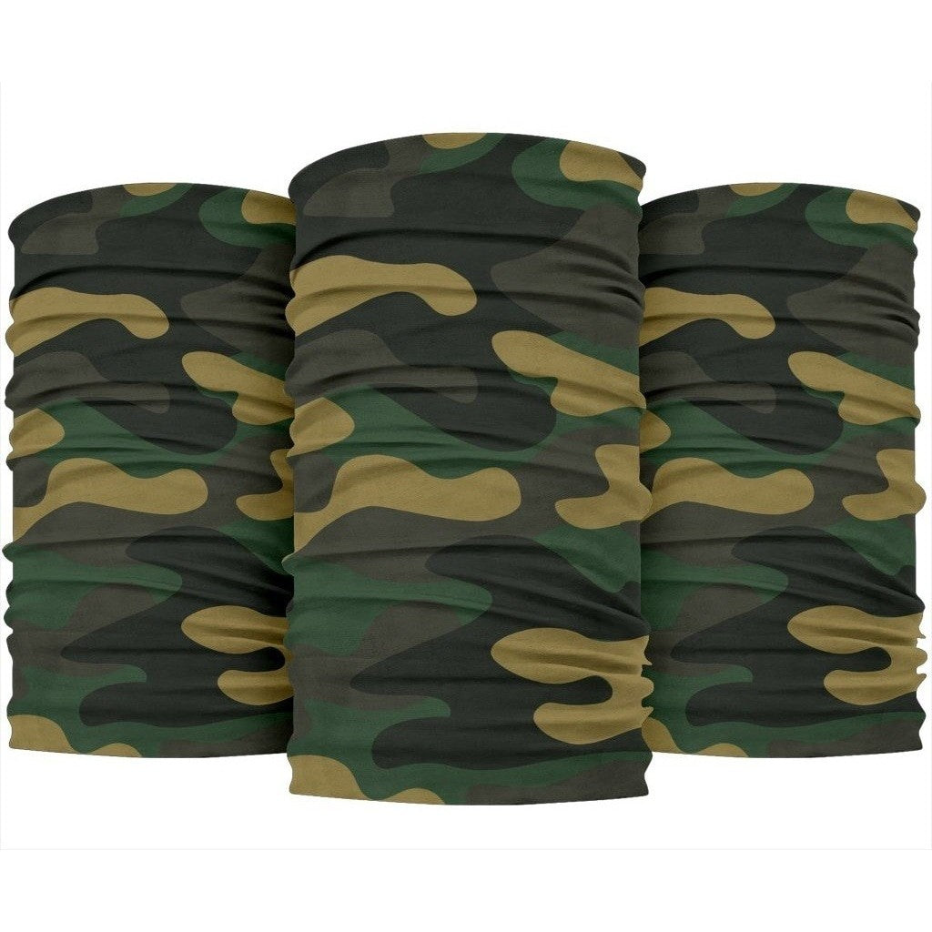 Black And Green Camouflage Print 3-Pack Bandanas