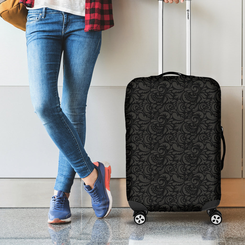 Black And Grey Western Floral Print Luggage Cover