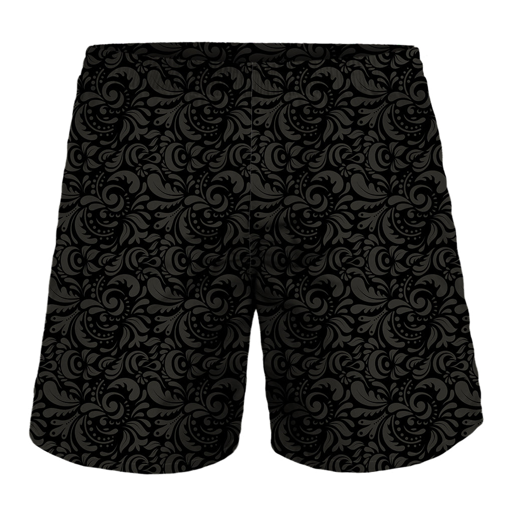 Black And Grey Western Floral Print Men's Shorts