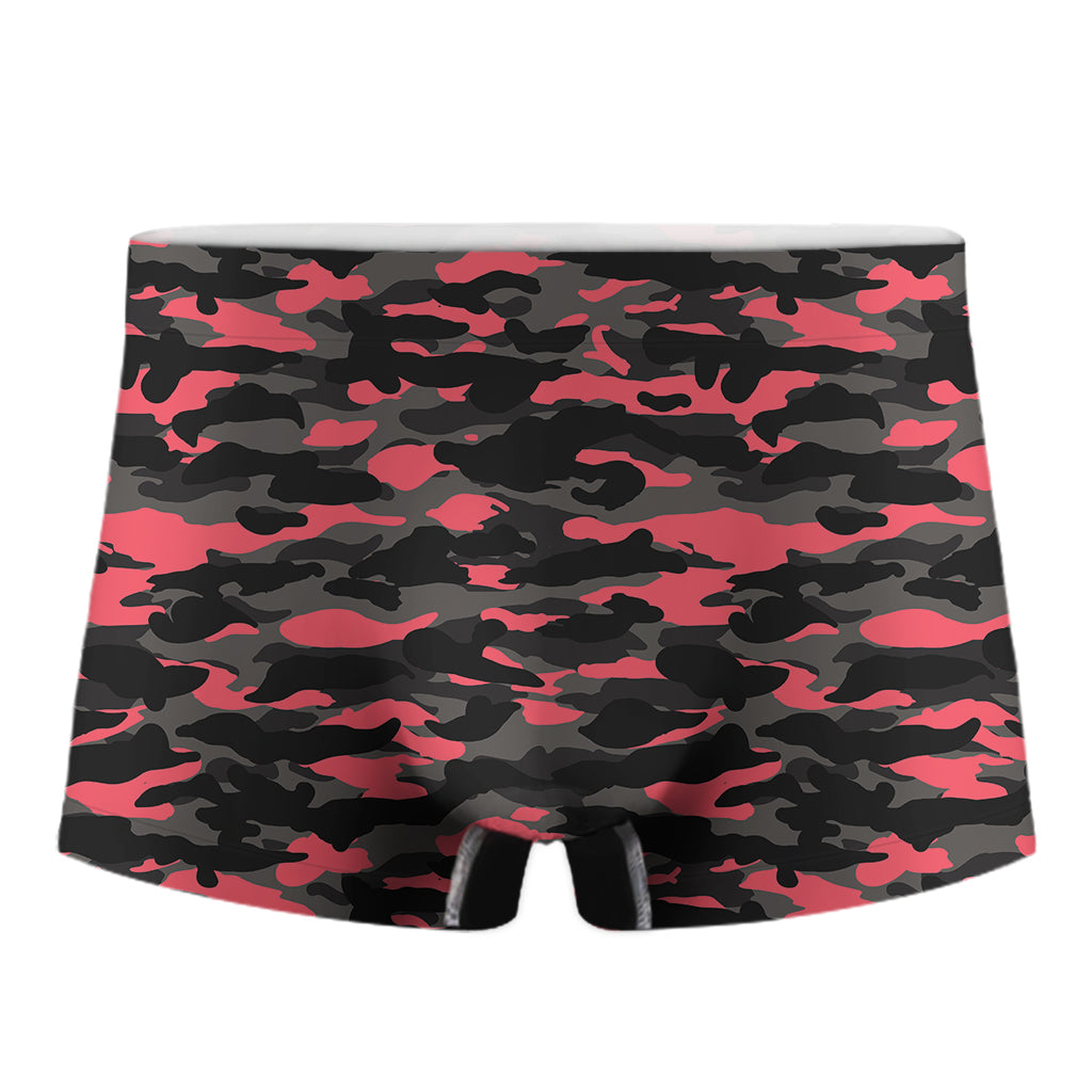 Black And Pink Camouflage Print Men's Boxer Briefs