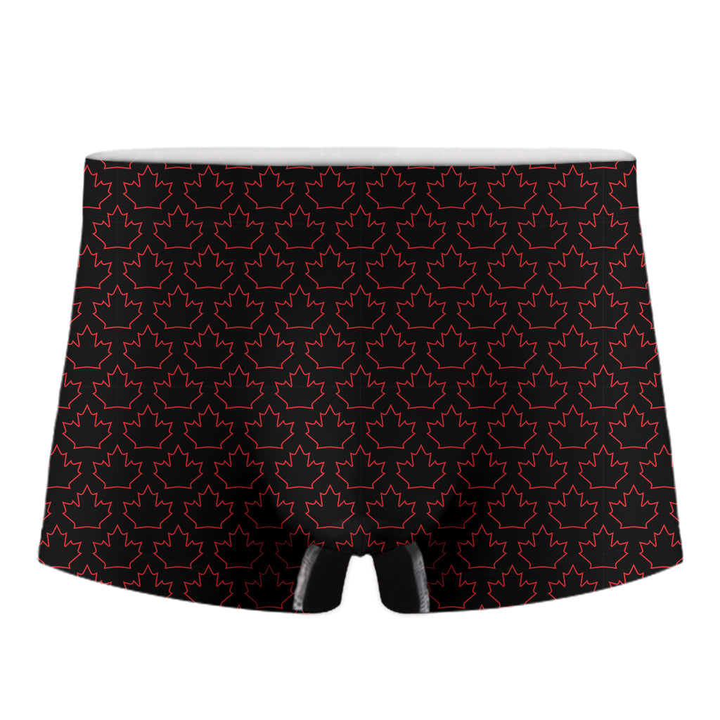 Black And Red Canadian Maple Leaf Print Men's Boxer Briefs